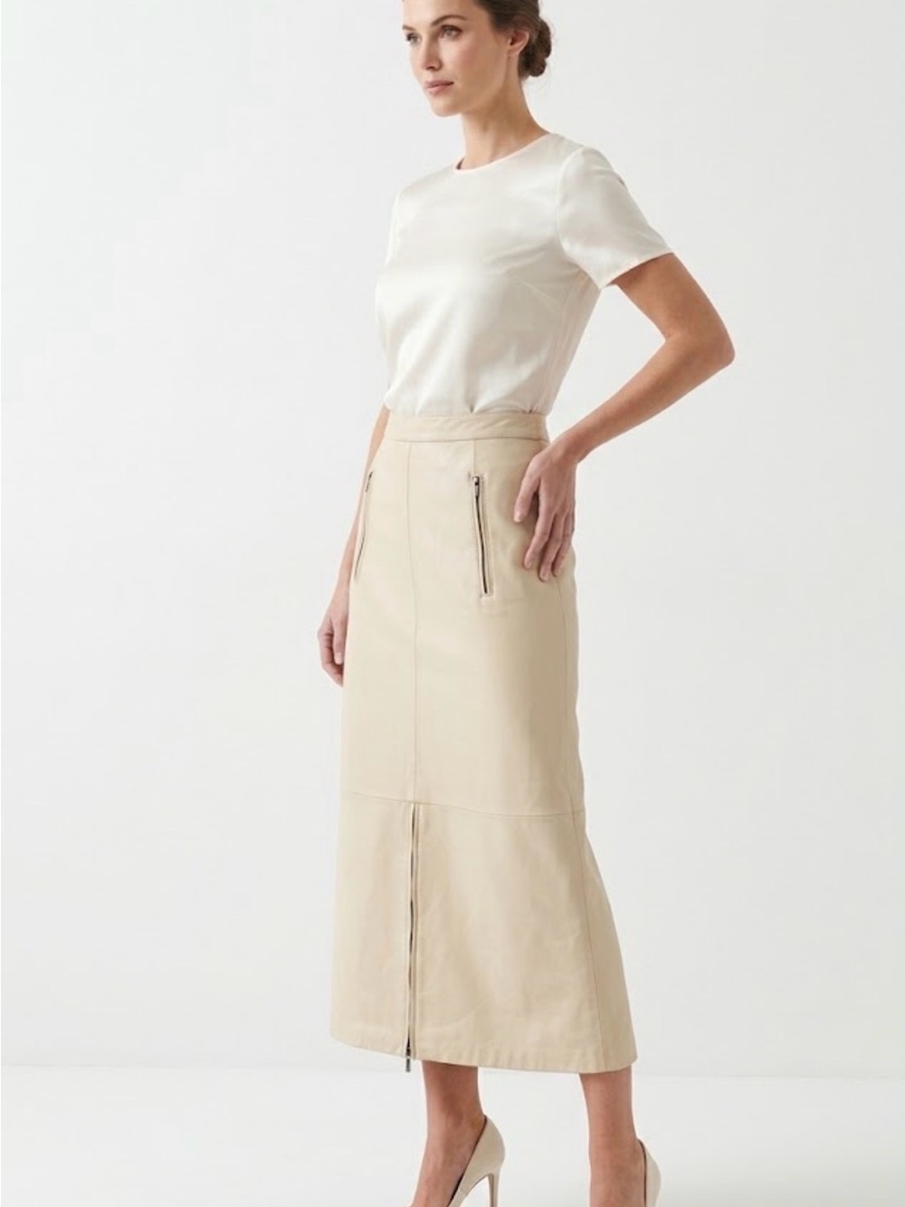 Vintage Y2K Terry Lewis Skirt Midi Leather 100% Genuine Leather